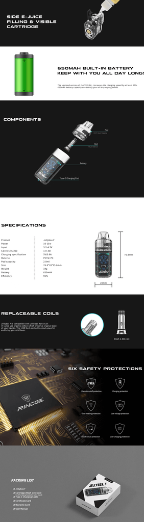 Rincoe Jellybox F Pod System Kit 650mAh